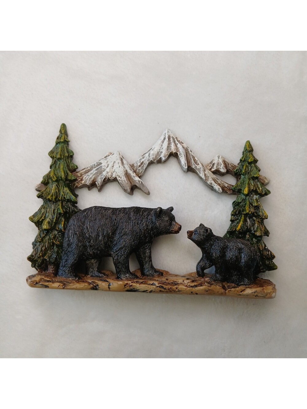 Rustic Black Bear Family Fall Decor Plaque Mountain Pine Tree Mother Cub Cabin